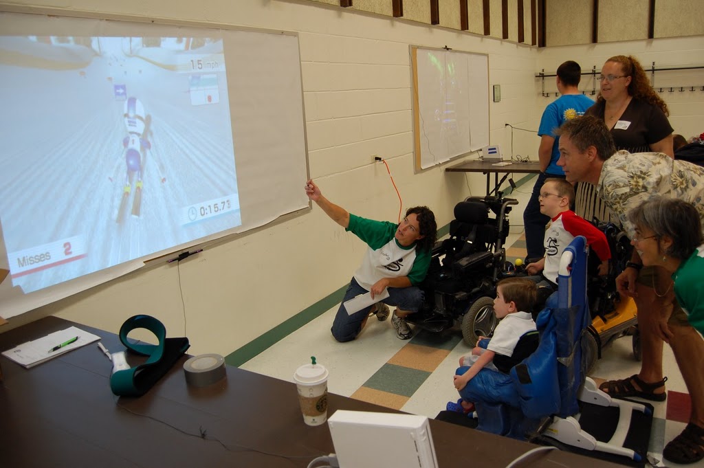 Children with disabilities playing video games